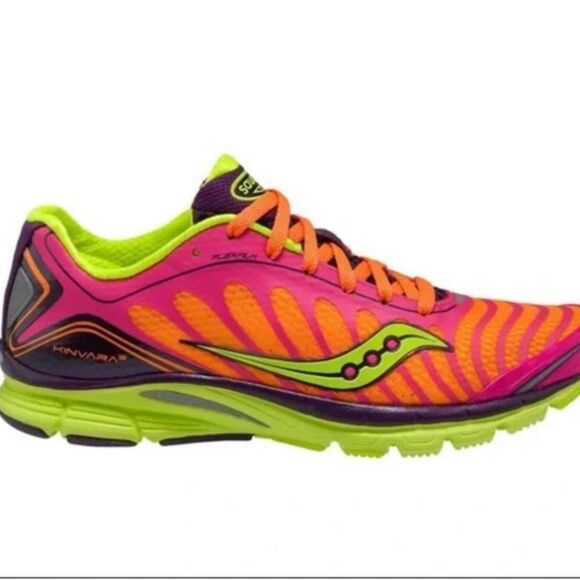 Saucony Pink and Green Athletic Shoes with Dynamic Design - Picture 1 of 8